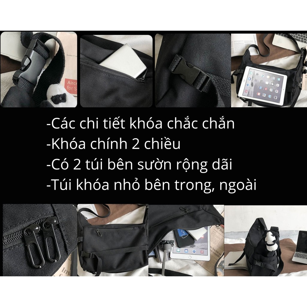 Túi Đeo Chéo Canvas Cỡ Lớn Ulzzang Thời Trang Hàn Quốc Học Sinh Sinh Viên Đi Học , Đi Chơi