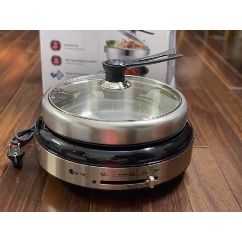 Nồi lẩu nướng elmich chính hãng kết hợp lẩu và nướng, nồi lẩu nướng đa năng 2 trong 1