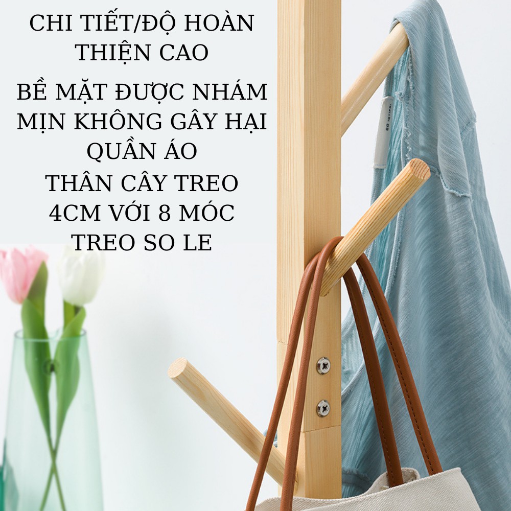 Giá treo quần áo, Cây treo quần áo đứng bằng gỗ thông tuổi thọ cao NHÀ CỬA VÀ TIỆN ÍCH.