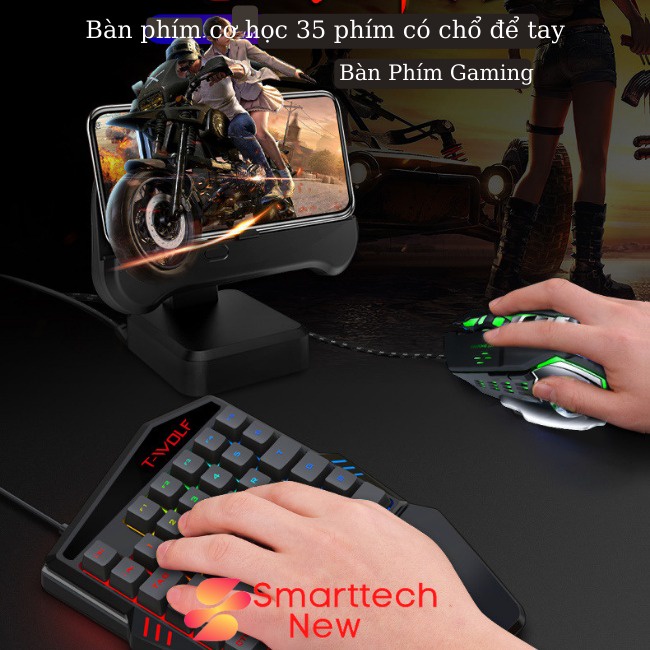 Combo Bộ Chuyển Đổi Chơi Game M1 Pro Bàn Phím Mini K15 Và Chuột Cơ V6 Chơi PUBG Mobile, FF Chơi Game Cực Mạnh