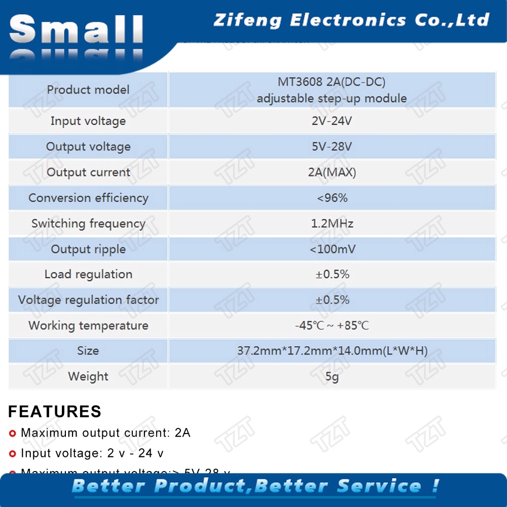 POWER 5 Mô Đun Tăng Áp Mt3608 Dc-Dc Max 28v 2a Cho Arduino