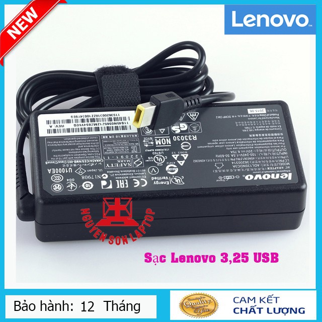 [XẢ KHO] Sạc laptop lenovo 3,25 chân usb (chân vuông) - bảo hành 12t New 100%