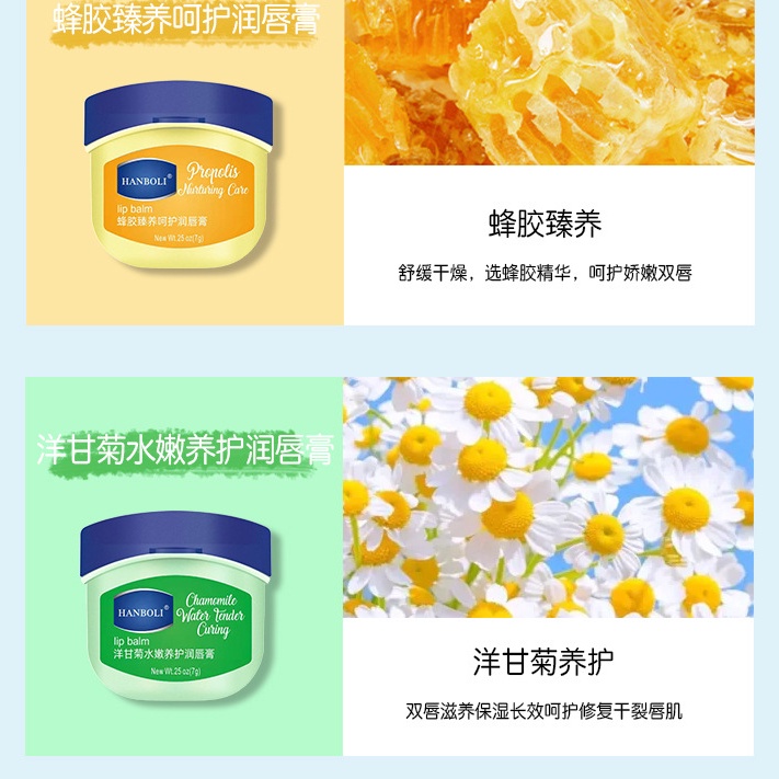 [Hàng mới về] Bộ 4 hũ dưỡng môi HANBOLI chứa vitamin E và dầu argan tự nhiên (Có bán lẻ)