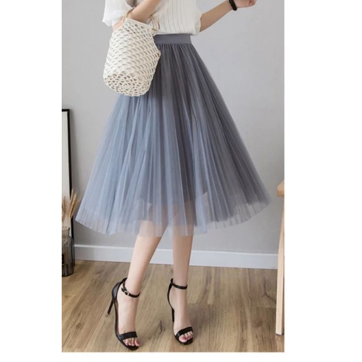 Chân Váy Midi Voan Lưới Freesize