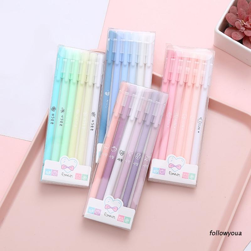 Bộ 6 Bút Mực Gel Ngòi 0.5mm Màu Sắc Macaron Xinh Xắn