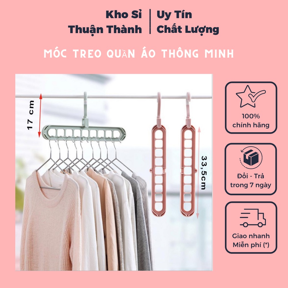 Móc treo quần áo thông minh - Móc treo đa năng tiện dụng xếp gọn 9 lỗ tiện lợi (KHOSKHOSI)