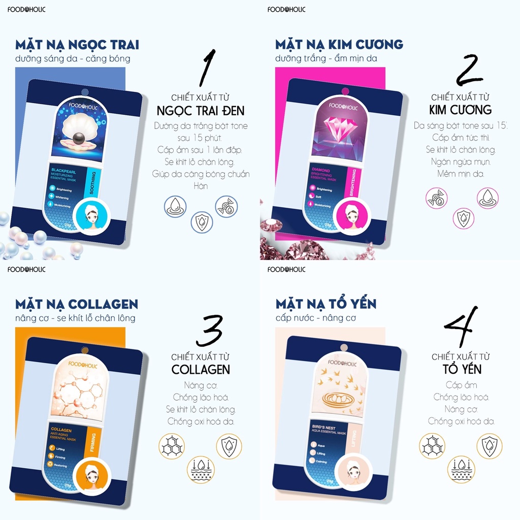 Mặt Nạ Giấy Foodaholic Essential Mask Chăm Sóc Da Toàn Diện 23g | BigBuy360 - bigbuy360.vn