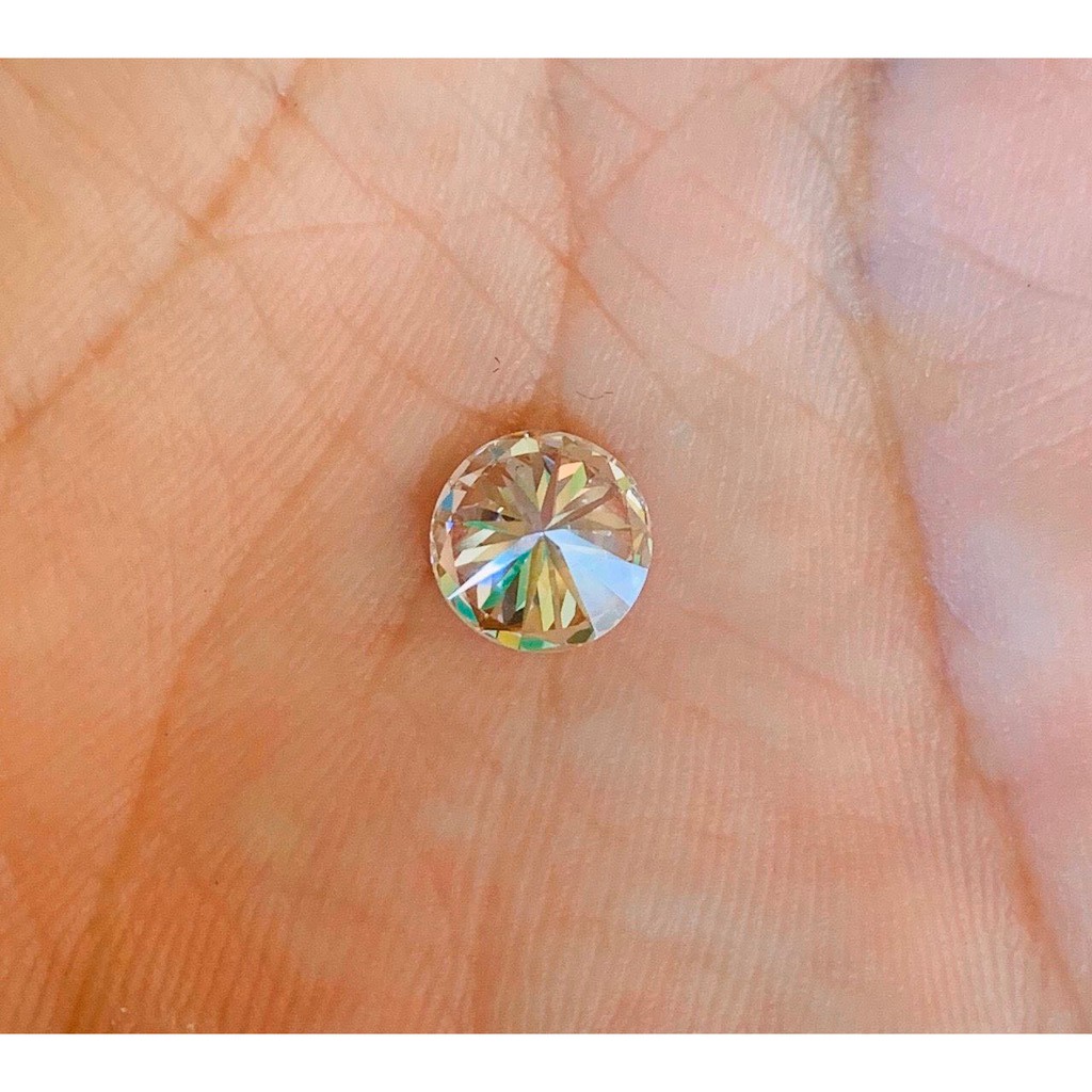Kim cương nhân tạo Moissanite giác cắt tròn. Trang sức bạc cao cấp, nhẫn, bông tai, khuyên tai