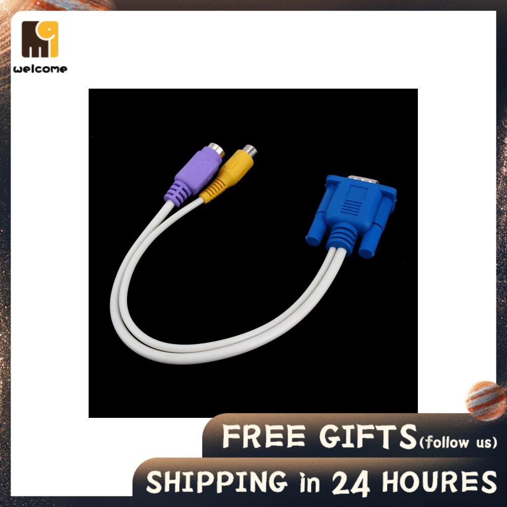 1 Dây Cáp Chuyển Đổi Welco 1 Cổng Pc Vga Svga Sang S-Video Rca Av Tv