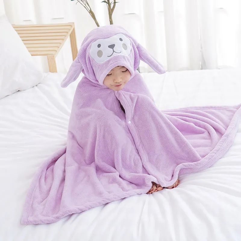 Khăn Choàng Tắm Vải Cotton Lông Cừu San Hô Mềm Mại Thấm Hút Tốt Dành Cho Bé Sơ Sinh