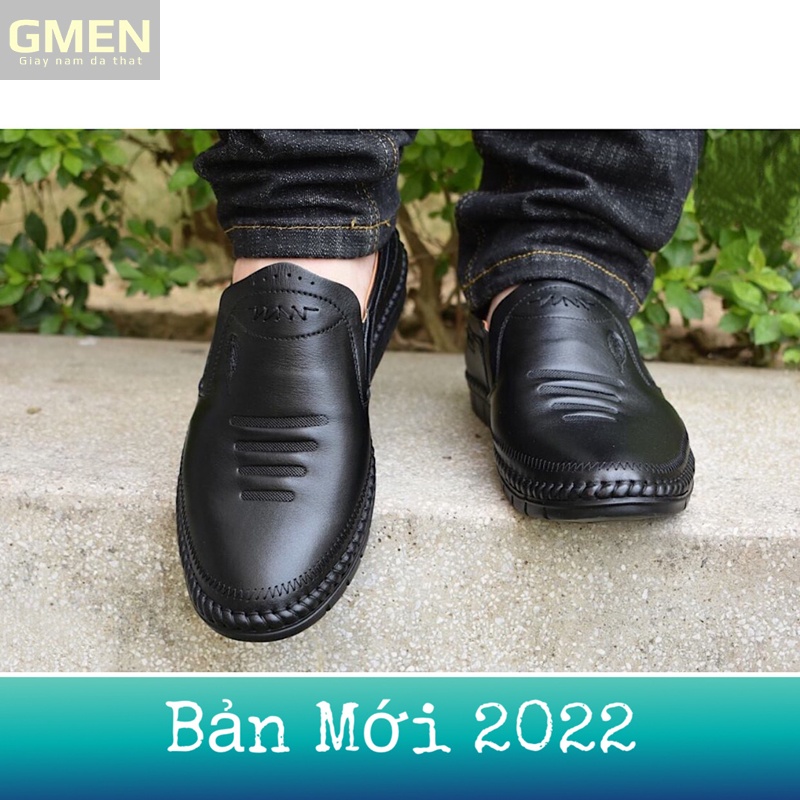 Giày lười nam thiết kế chất liệu da bò mềm mại đế cao su siêu êm chân bảo hành 12 tháng GM0155