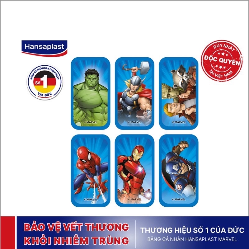 Băng Keo Cá Nhân Trẻ Em Marvel Hansaplast gói 10 miếng - Đức