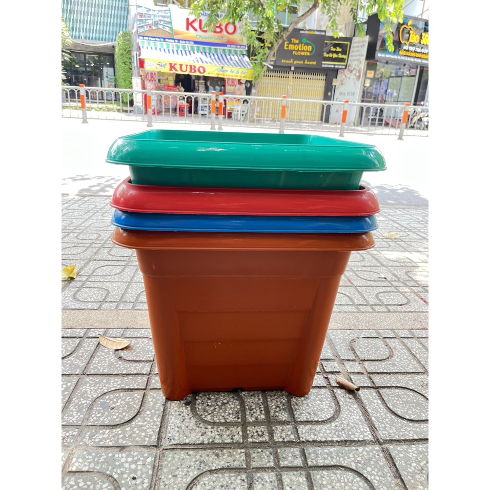 Chậu vuông nhựa lớn, size đại, nhiều màu sắc, nhựa dày, thích hợp trồng cây ăn trái, cây lâu năm