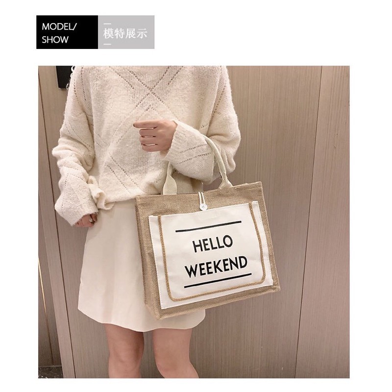 [Mã FAMAYWA2 giảm 10K đơn từ 50K] Túi Cói Hello Weekend | BigBuy360 - bigbuy360.vn