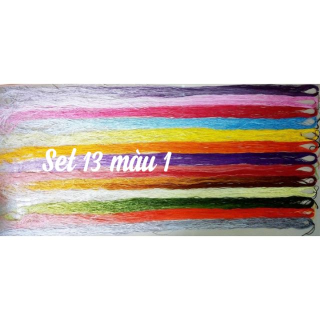 Set chỉ tơ bóng loang màu 13 màu