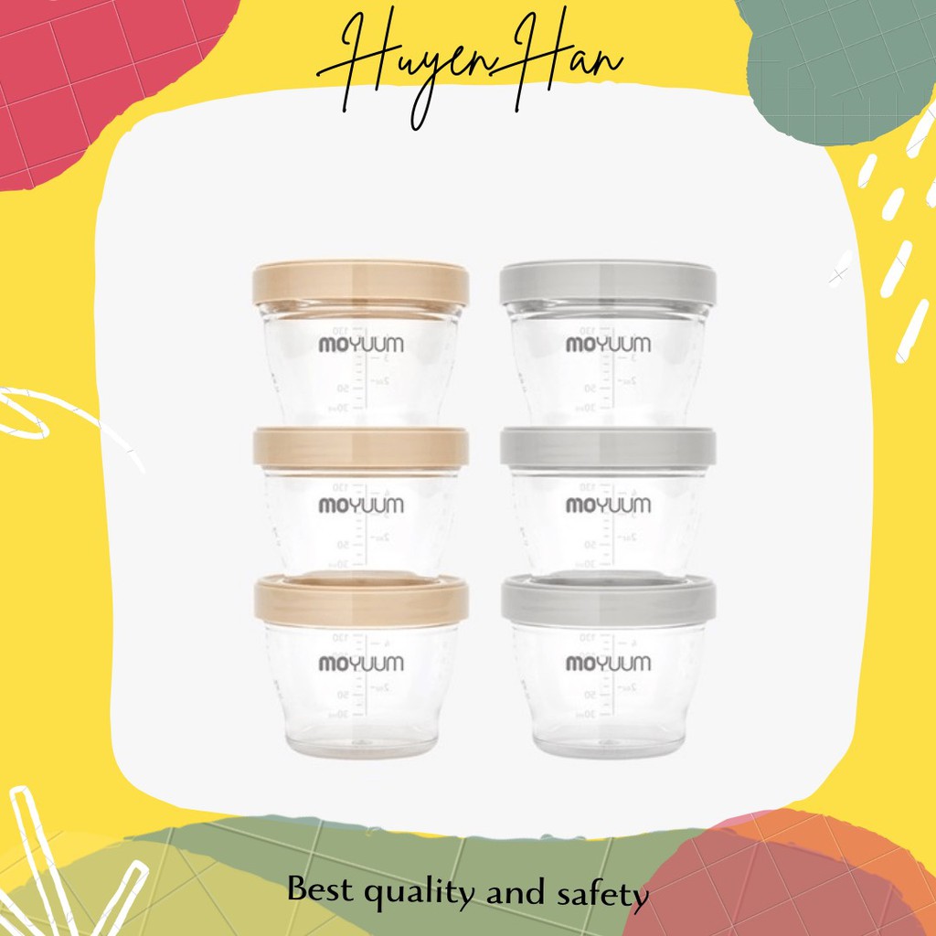 Set 3 cốc trữ đồ ăn dặm Moyuum Hàn Quốc [Chính hãng] 130ml/180ml/240ml (1 set 3 cốc) cho bé