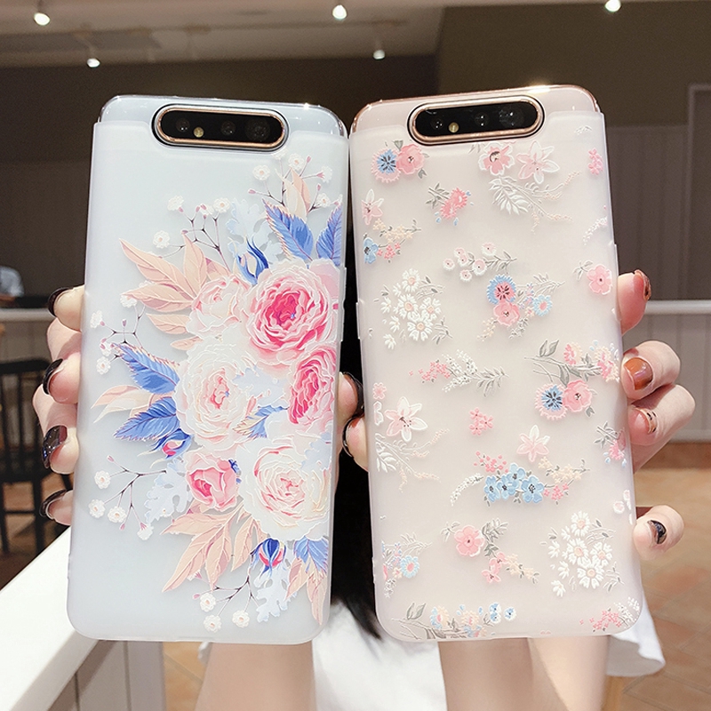 Ốp điện thoại mềm hoa xinh xắn cho Samsung A51 A71 J7 prime A80 A70 A50 A10 A20 A30 A6 S8 S9 S10 S20 Note 8 9 10 Plus