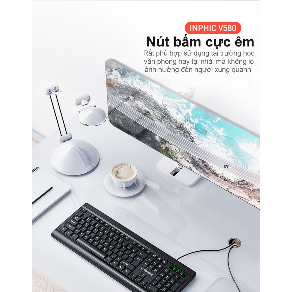 Bàn Phím Máy Tính Inphic v580 Có Dây Cho Máy Tính, Latop Chống Ồn BH 12T