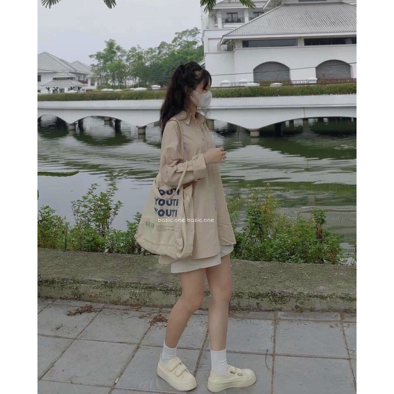 Áo sơ mi dài tay cúc sau lưng oversize chất thô lụa mềm, áo sơ mi kiểu Hàn Quốc - 1stclothes
