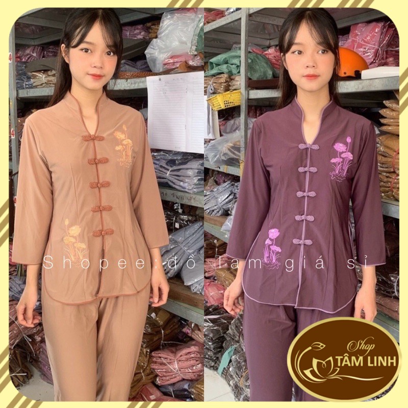 Áo Lam Đi Chùa # THUN CỔ TÀU VIỀN THÊU SEN GIÁ RẺ VÔ ĐỊCH