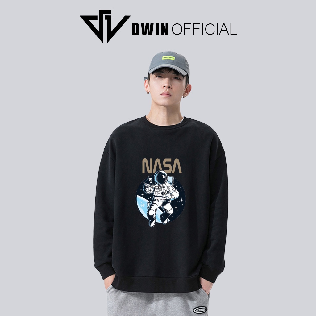 Áo sweater nỉ Nasa unisex DWIN basic nam nữ form rộng oversize local brand SP00094