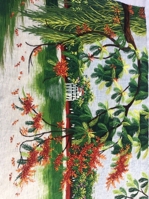 Tranh thêu tay phong cảnh Tháp Phượng Liễu 35x50cm