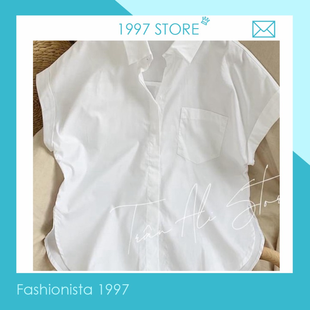 áo sơ mi nữ cộc tay cánh dơi cá tính chất đẹp- Áo sơ mi cổ polo dài tay dáng rộng thời trang Hàn Quốc 1997fashionista