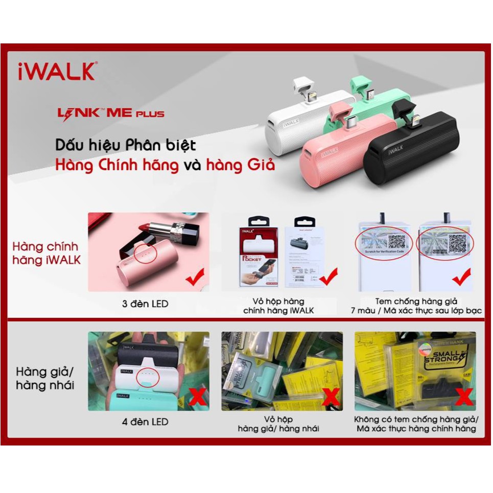 [Mã 2404EL10K giảm 10K đơn 20K] Pin sạc dự phòng Mini 3300mAh iWALK DBL3300L chuẩn MFI cho iPhone