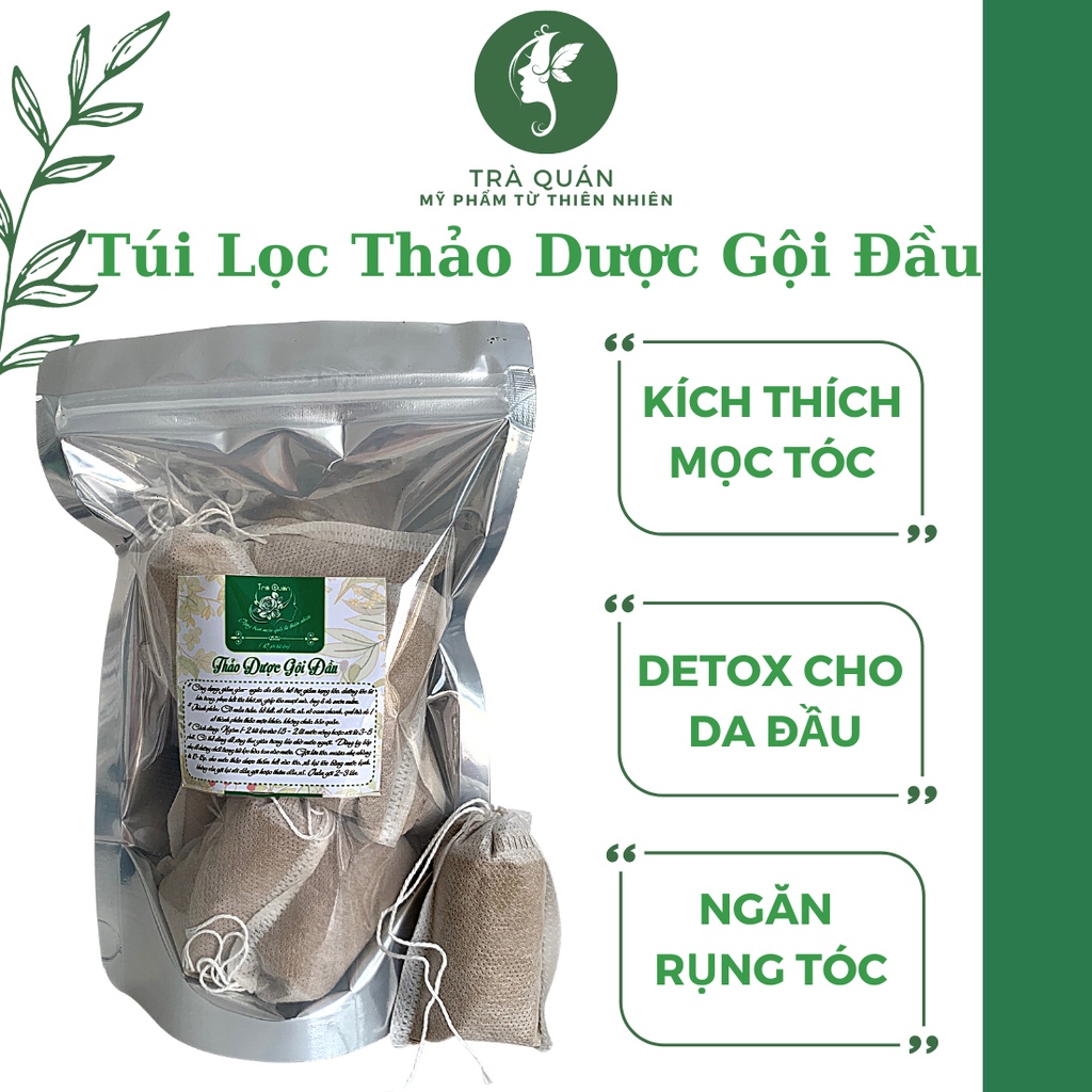 Thảo Dược Gội Đầu Thiên Nhiên Dưỡng Tóc Detox Da Đầu Kích Mọc Tóc Giảm Rụng Tóc Trà Quán Gói 10 Túi Lọc