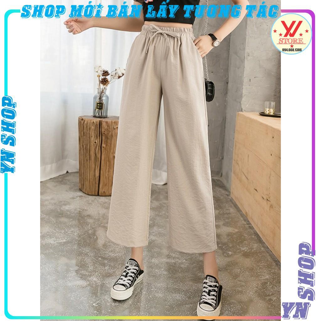Quần ống rộng nữ suông chất vải đũi dáng lỡ thời giang ulzzang YNSHOP