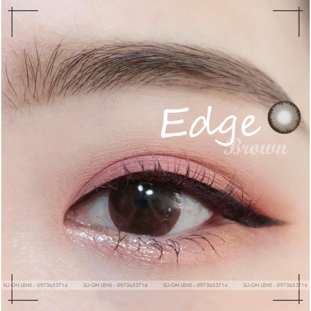 Lens cận nâu choco EDGE BROWN, kính áp tròng Hàn Quốc chính hãng 14,2mm, nâu tự nhiên giãn nhẹ babi