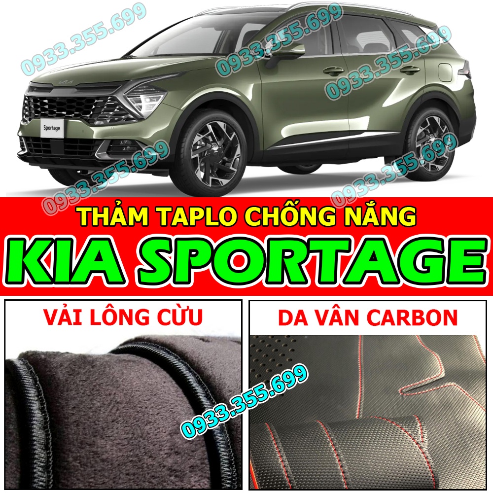 Thảm Taplo KIA SPORTAGE bằng Nhung lông Cừu 2010 2011 2012 2013 2014 2015 & 2022 2023 2024 2025+