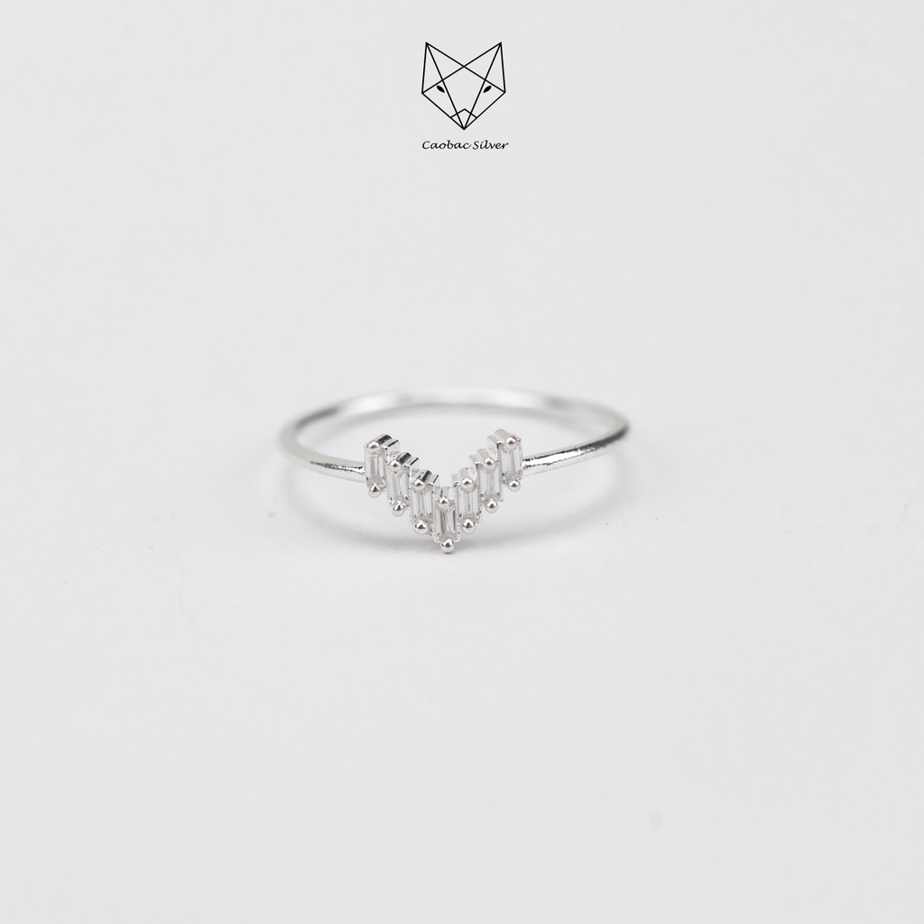 Nhẫn Bạc Ta Cao Cấp CaoBac Silver V Đá Dài Đá Dài Nhẹ Nhàng Dành Tặng Riêng Cho Bạn Gái