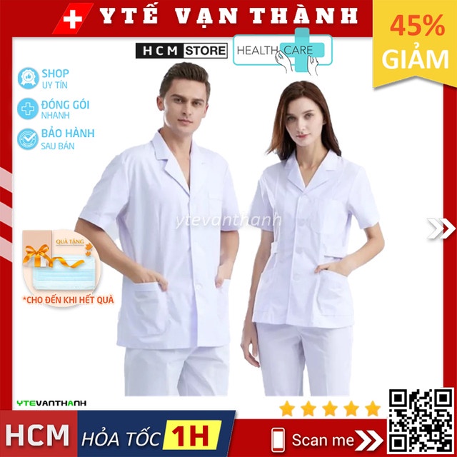 ✅ Áo Y Tá, Dược Sĩ, Điều Dưỡng Trắng | Sỉ Lẻ Áo Blouse Trắng, Đồng Phục Bệnh Viện -VT0175 | Y Tế Vạn Thành