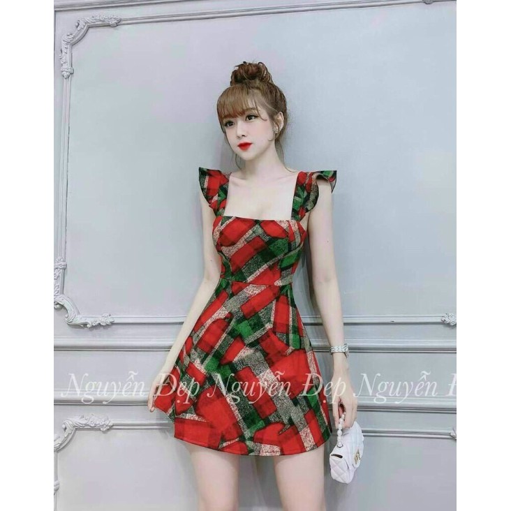 Đầm xòe họa tiết tay cánh tiên ( có mút ) thiết kế xinh xắn đáng yêu thời trang Bella Luu Shop