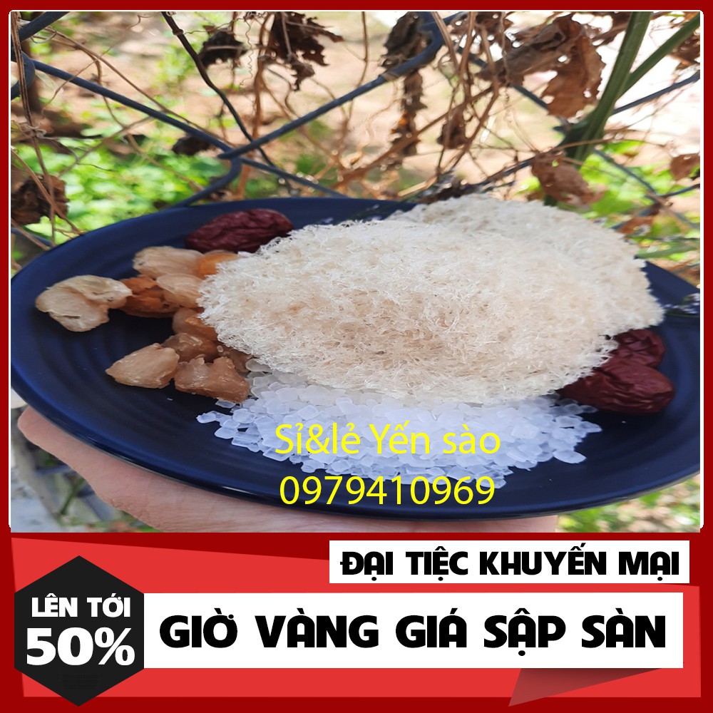 Tổ Yến Sào Tinh Chế 5gr/tổ Sợi Sơ Mướp tặng kèm táo đỏ, đường phèn, hạt chia- Yến Vụn Tinh Chế kết tổ- Yến Sào Tinh Chế