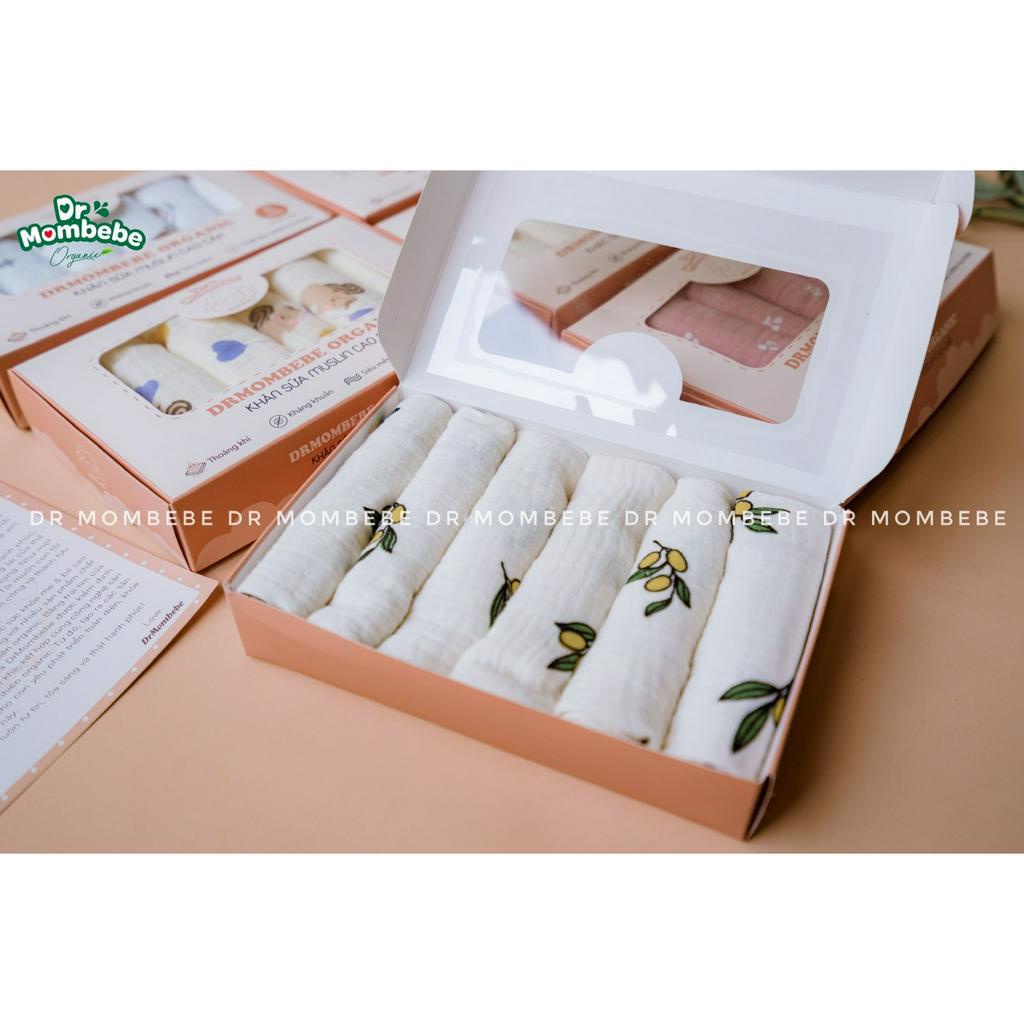 Set 6 khăn sữa cotton ogarnic Dr Mombebe - 30x30 cm