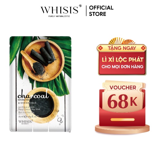 Mặt Nạ Than Hoạt Tính WHISIS Nature Origin Energy Làm Sạch, Thải Độc, Se Khít Lỗ Chân Lông 25ml