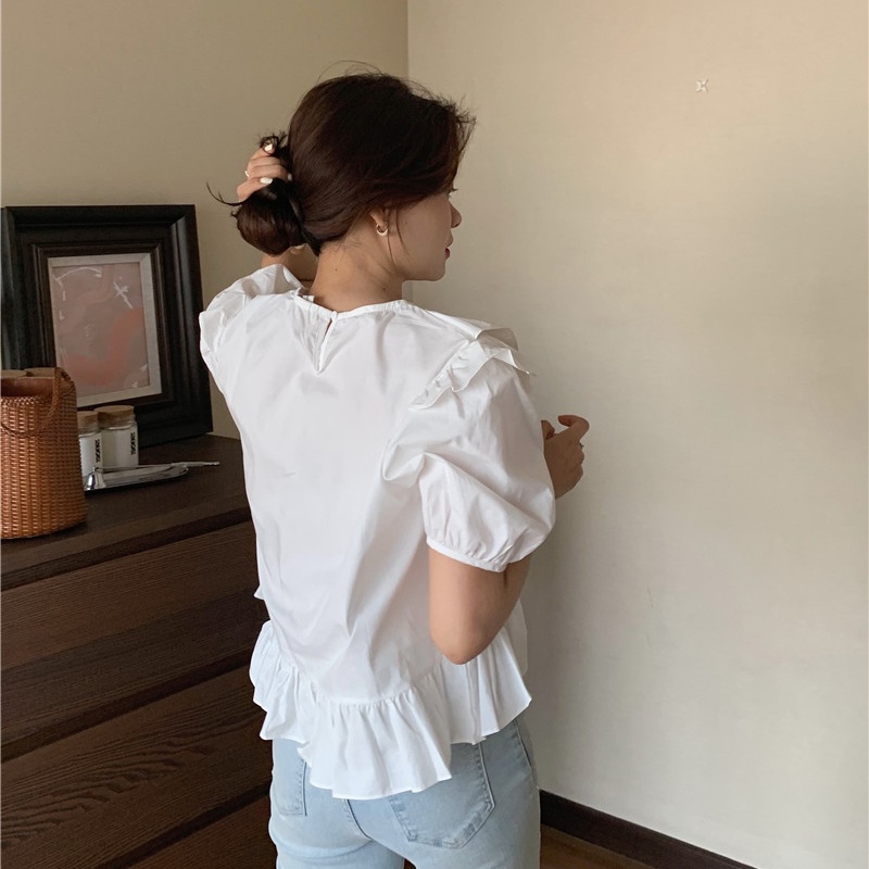 SUXI Áo Thun Tay Ngắn Cổ Tròn Màu Sắc Đơn Giản Dễ Phối Đồ Phong Cách Hàn Quốc