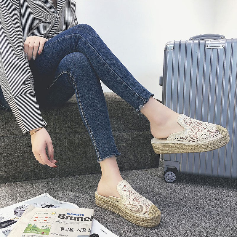 Dép Đan Cói Đế Dày Phối Ren Thời Trang Cho Nữ | BigBuy360 - bigbuy360.vn