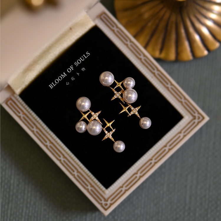 Bông Tai Ngôi Sao Năm Cánh Đính Đá Lấp Lánh Phong Cách Hàn Quốc