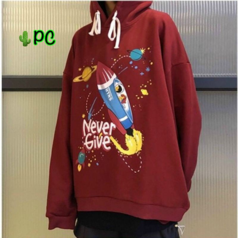 Áo khoác nỉ hoodie bông mát in chữ hình sao hoả bắt mắt form 60kg