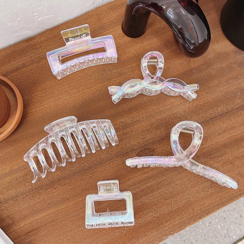 Kẹp Tóc Trong Suốt Cỡ Lớn Nhiều Màu Sắc Kiểu Dáng Vintage Thời Trang Cho Nữ
