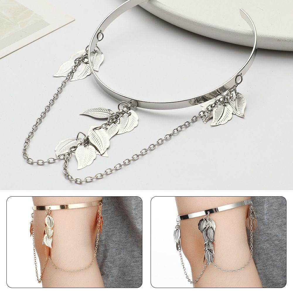 Vòng Đeo Bắp Tay Kim Loại Hình Lá Tua Rua