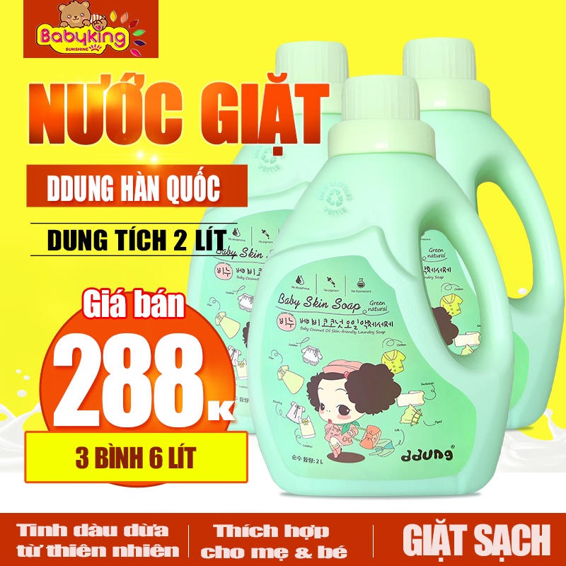 Lốc 3 chai Nước giặt ddung Hàn Quốc siêu sạch, tinh chất thiên nhiên, hương thơm dịu nhẹ dễ chịu 2000ml.