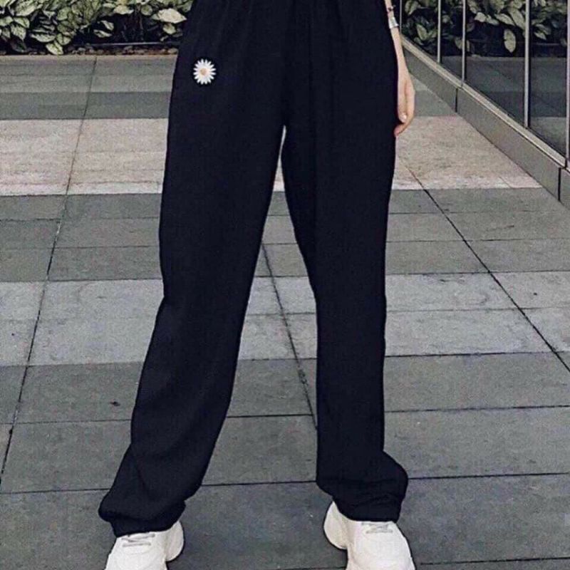 Quần Baggy Nam Kaki Ống Suông thêu hoa unisex