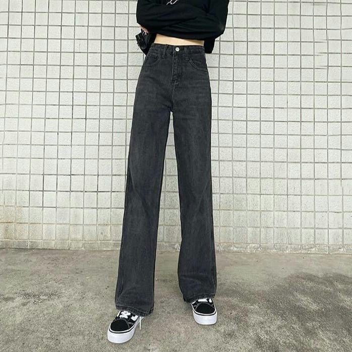 [ ĐẠI NHÂN ] QUẦN JEAN ỐNG RỘNG NỮ LƯNG CAO MÀU ĐEN FORM DÀI RỘNG LAI CUỐN CAO CẤP UTI ĐỦ SIZE HẤP DẪN MỌI NÀNG XINH ĐẸP