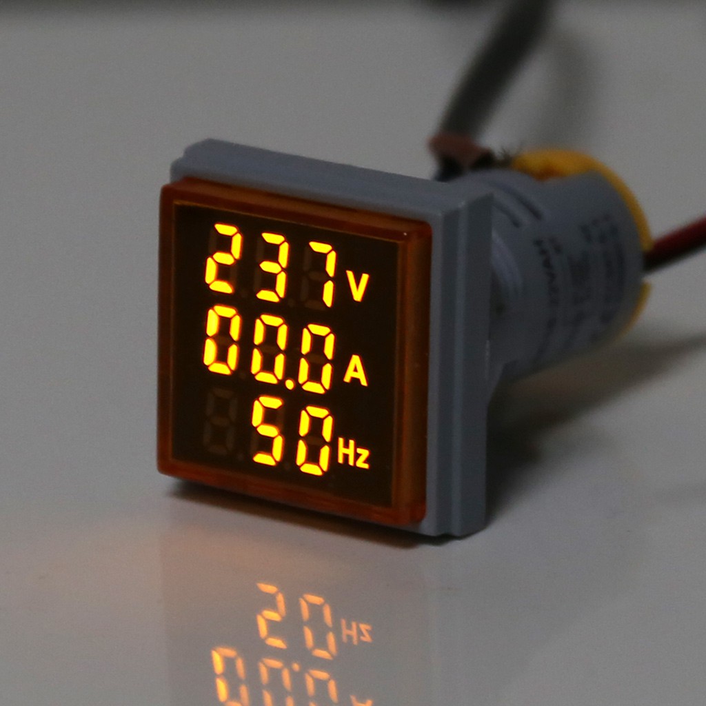 Vôn kế kỹ thuật số 3 trong 1 22mm Hz AC 60-500V 1-100A 20-75Hz đèn led vuông với CT