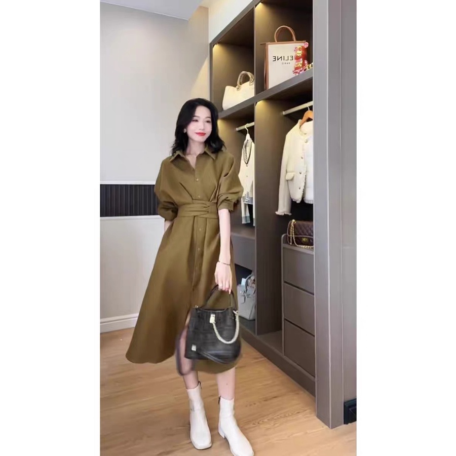 VÁY NHUNG ĐAN ĐAI TAY CÁNH DƠI 2 MÀU NÂU TÂY, ĐỎ