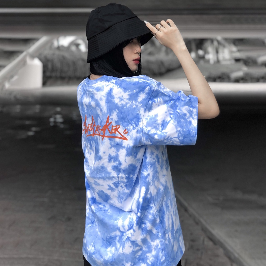 Áo Thun kiểu Unisex Wash Tie Dye Xanh T-Shirt - form rộng local brand iMA God Breaker (iGB)